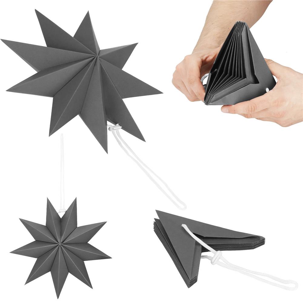 Stea decorativa 3D din hartie, cu 9 colturi, 30cm, argintie Household NewTrend