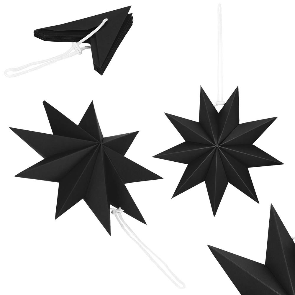 Stea decorativa 3D din hartie, cu 9 colturi, 30cm, neagra Household NewTrend