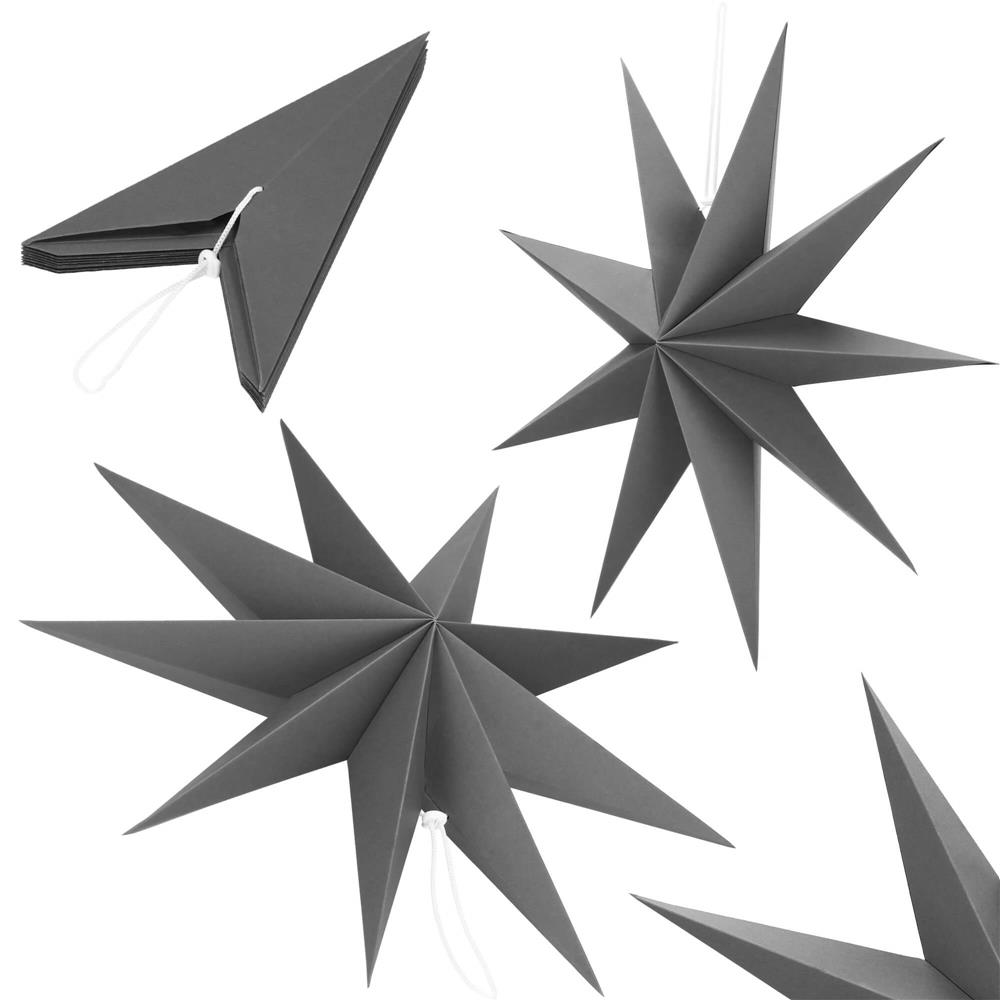 Stea decorativa 3D din hartie, cu 9 colturi, 60cm, argintie Household NewTrend
