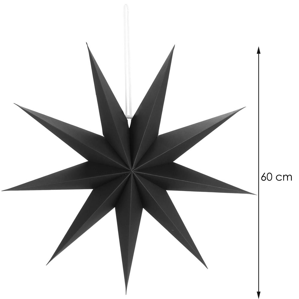 Stea decorativa 3D din hartie, cu 9 colturi, 60cm, neagra Household NewTrend