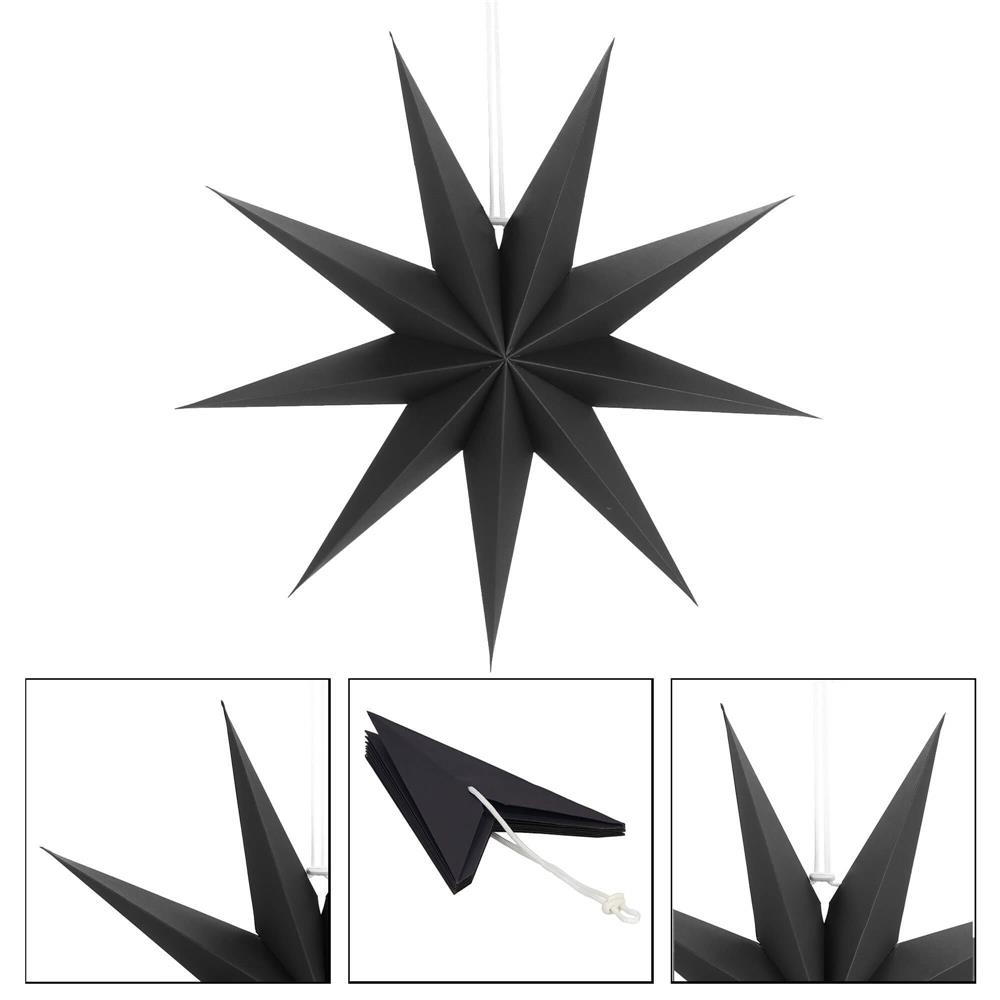 Stea decorativa 3D din hartie, cu 9 colturi, 60cm, neagra Household NewTrend