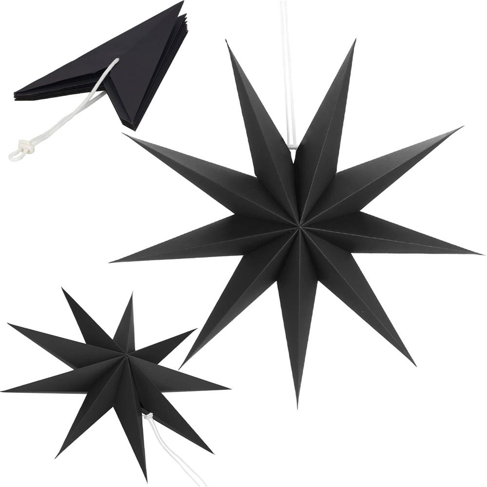 Stea decorativa 3D din hartie, cu 9 colturi, 60cm, neagra Household NewTrend