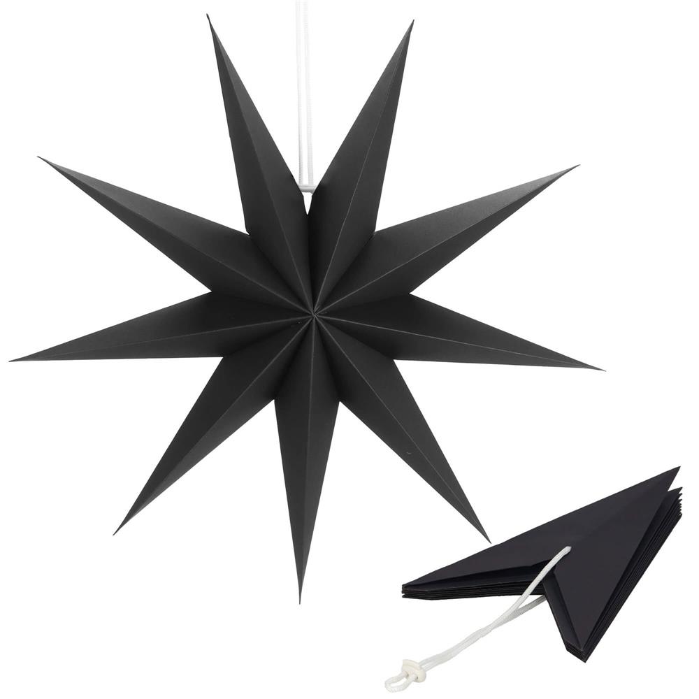 Stea decorativa 3D din hartie, cu 9 colturi, 60cm, neagra Household NewTrend