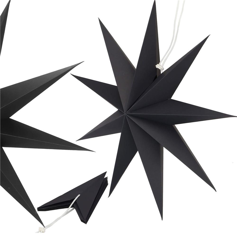 Stea decorativa 3D din hartie, cu 9 colturi, 60cm, neagra Household NewTrend