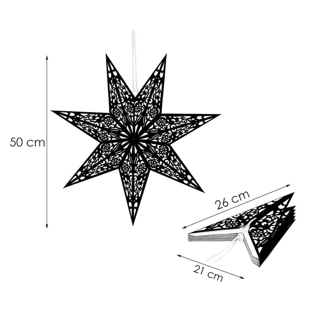 Stea decorativa 3D din hartie si pasla ajurata, 50cm, neagra Household NewTrend