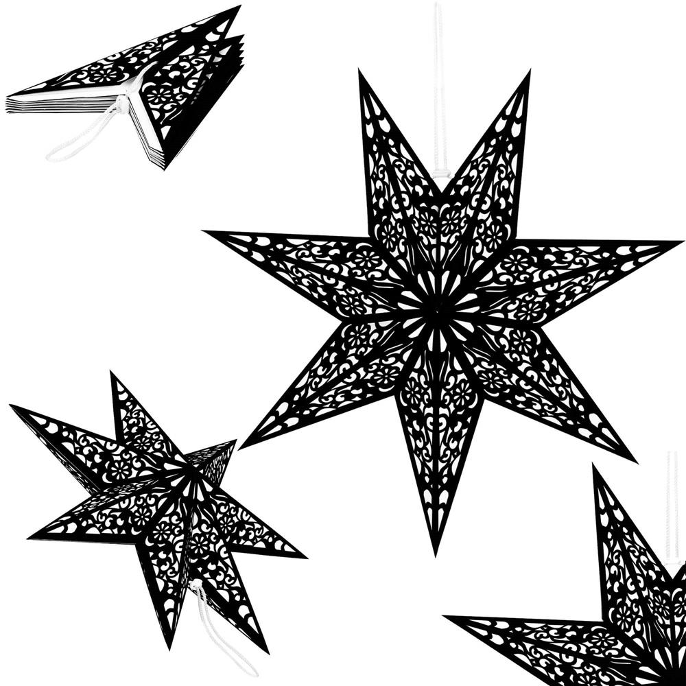 Stea decorativa 3D din hartie si pasla ajurata, 50cm, neagra Household NewTrend