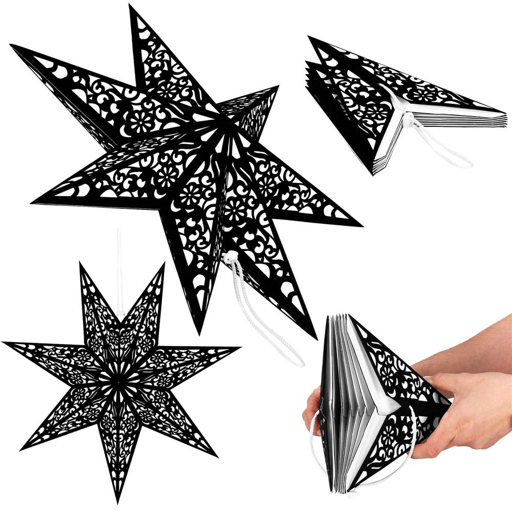 Stea decorativa 3D din hartie si pasla ajurata, 50cm, neagra Household NewTrend