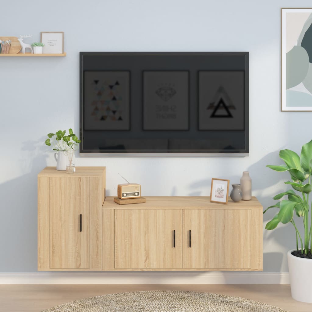 Set dulap TV, 2 piese, stejar sonoma, lemn prelucrat GartenMobel Dekor