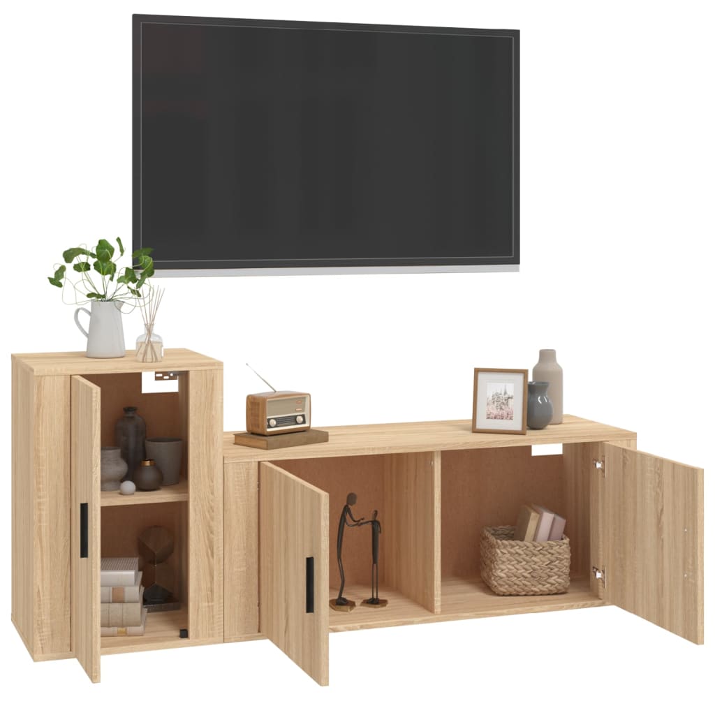 Set dulap TV, 2 piese, stejar sonoma, lemn prelucrat GartenMobel Dekor