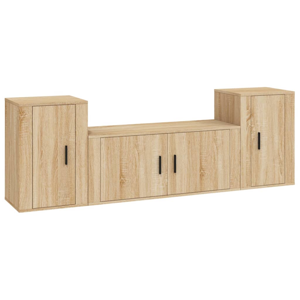 Set dulap TV, 3 piese, stejar sonoma, lemn prelucrat GartenMobel Dekor
