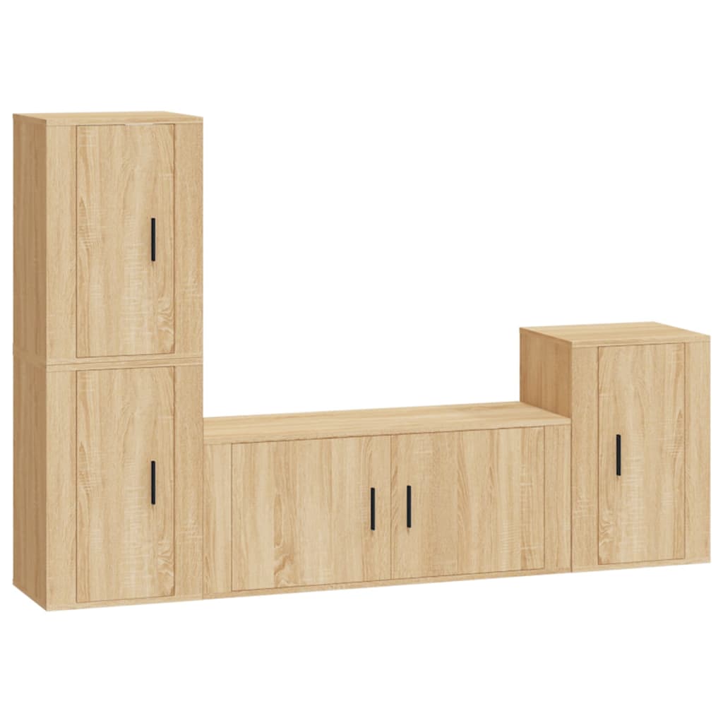 Set dulap TV, 4 piese, stejar sonoma, lemn prelucrat GartenMobel Dekor