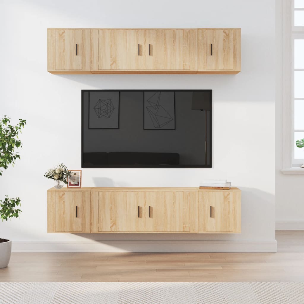 Set dulap TV, 6 piese, stejar sonoma, lemn prelucrat GartenMobel Dekor