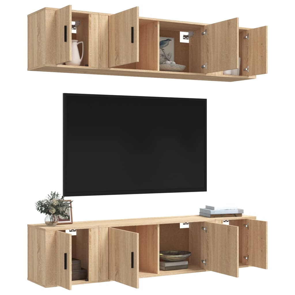 Set dulap TV, 6 piese, stejar sonoma, lemn prelucrat GartenMobel Dekor