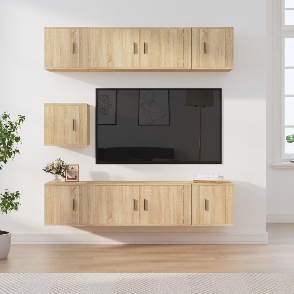 Set dulapuri TV, 7 piese, stejar sonoma, lemn prelucrat GartenMobel Dekor