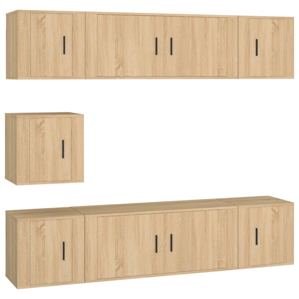 Set dulapuri TV, 7 piese, stejar sonoma, lemn prelucrat GartenMobel Dekor