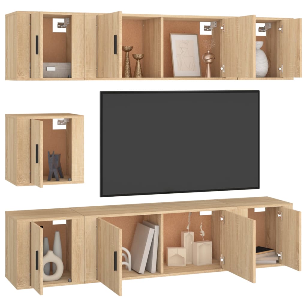 Set dulapuri TV, 7 piese, stejar sonoma, lemn prelucrat GartenMobel Dekor
