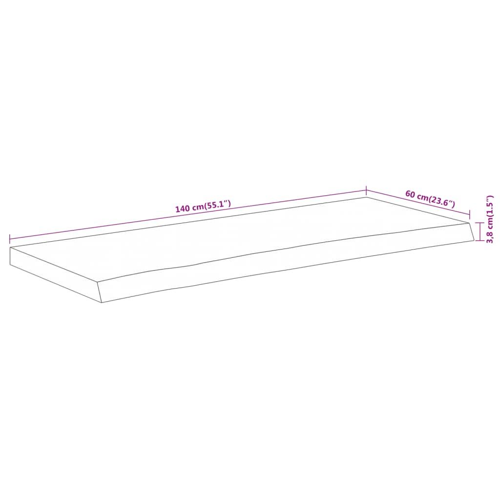Blat de baie, 140x60x3,8 cm, dreptunghiular, lemn masiv acacia GartenMobel Dekor