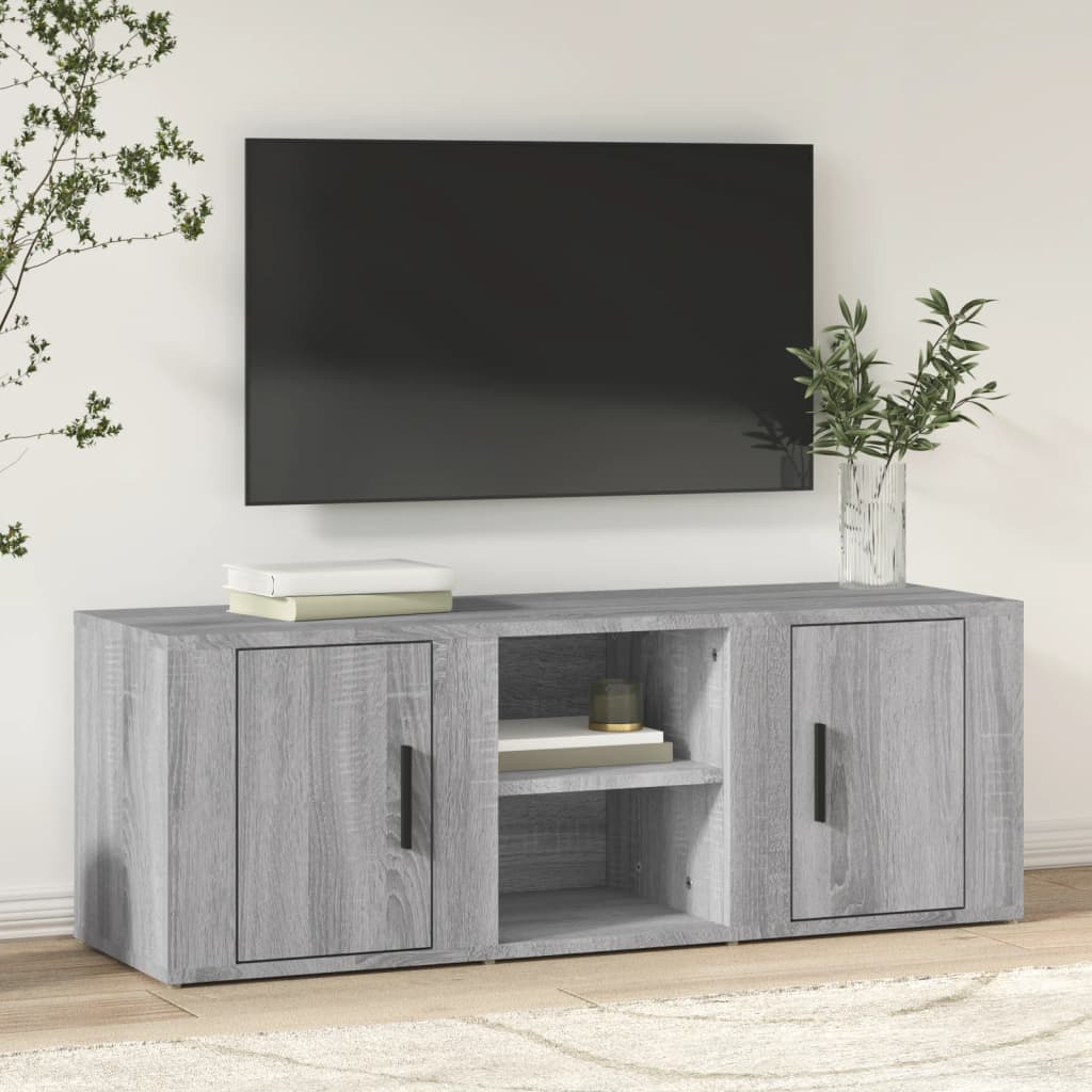 Comodă TV, gri sonoma, 100x31,5x35 cm, lemn prelucrat GartenMobel Dekor