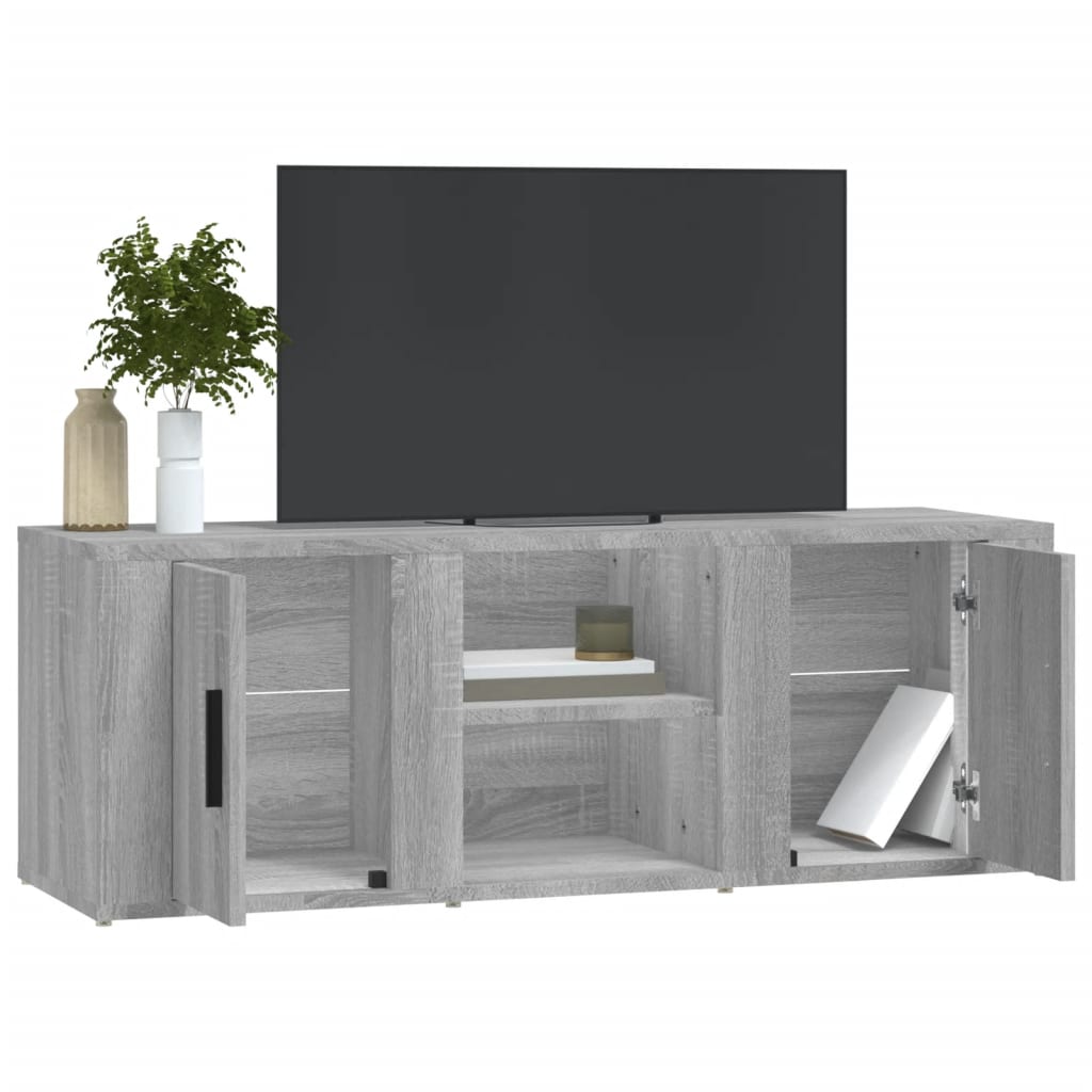 Comodă TV, gri sonoma, 100x31,5x35 cm, lemn prelucrat GartenMobel Dekor