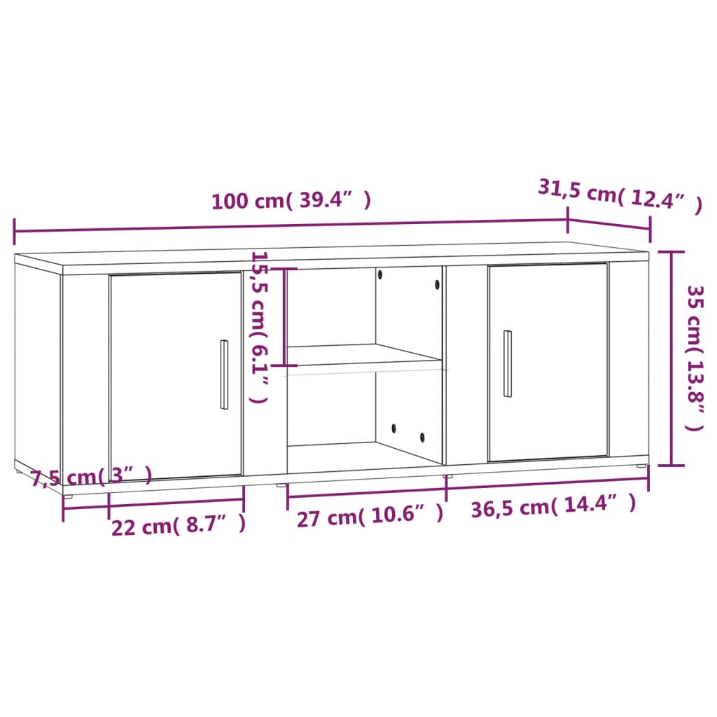 Comodă TV, stejar sonoma, 100x31,5x35 cm, lemn prelucrat GartenMobel Dekor