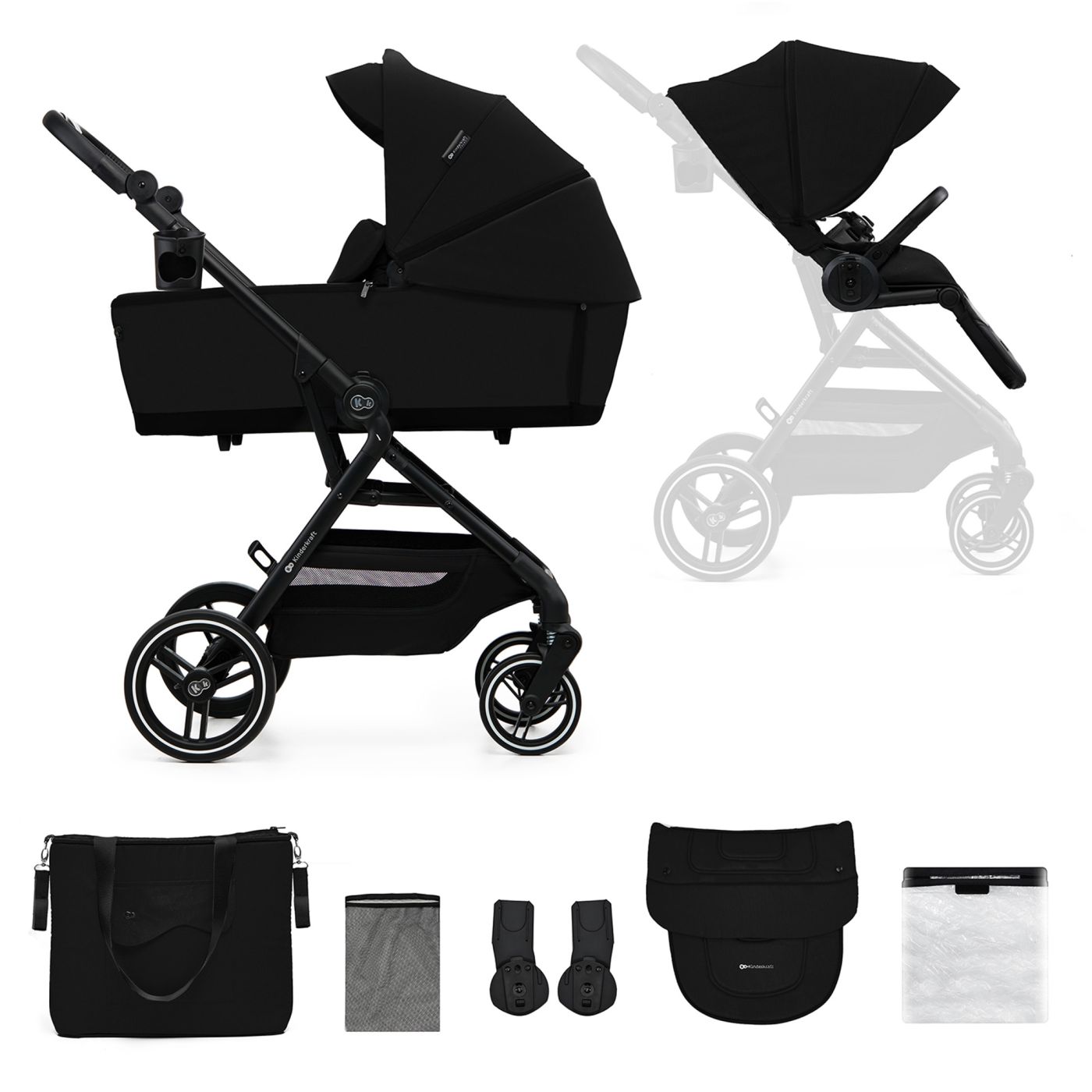 CARUCIOR KINDERKRAFT YOXI 2IN1, PURE BLACK SuperHeroes ToysZone
