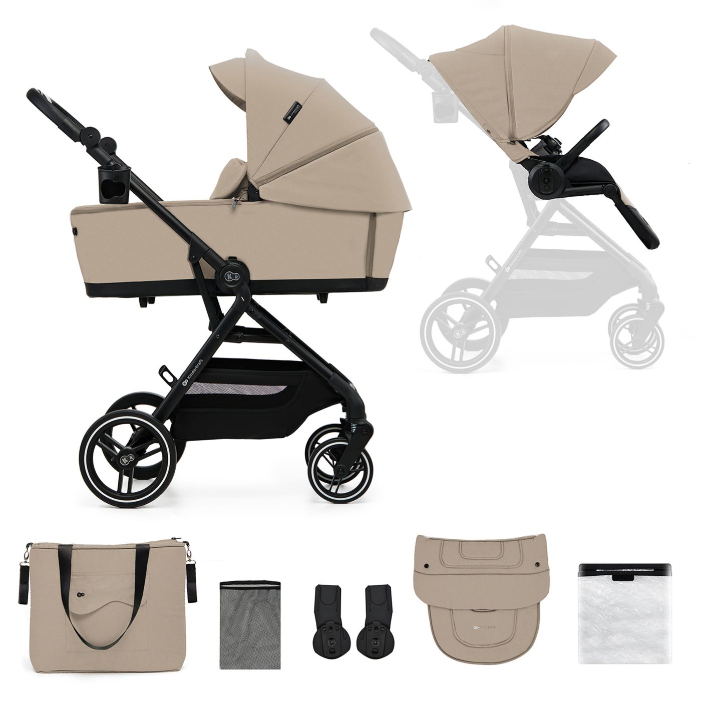 CARUCIOR KINDERKRAFT YOXI 2IN1, SAND BEIGE SuperHeroes ToysZone