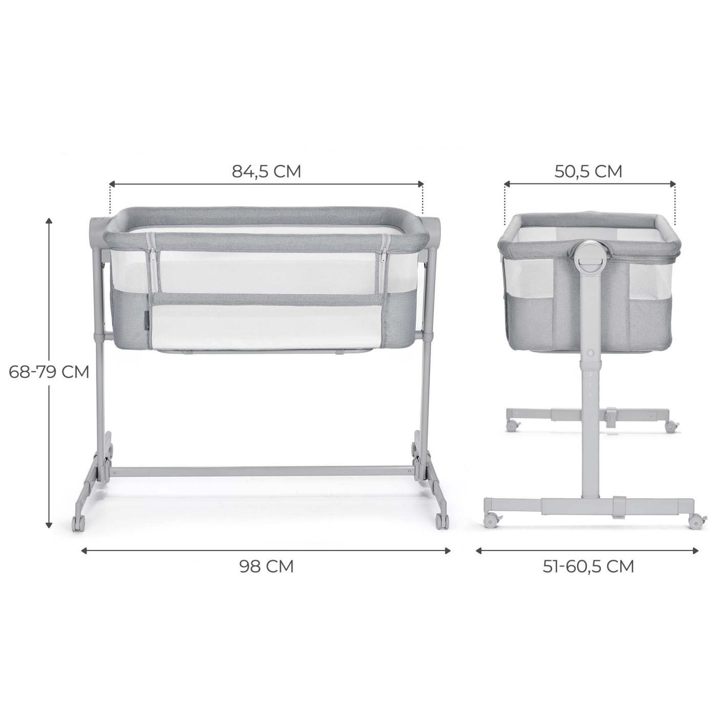 PATUT CO-SLEEPER KINDERKRAFT NESTE UP, FULL LIGHT GREY SuperHeroes ToysZone