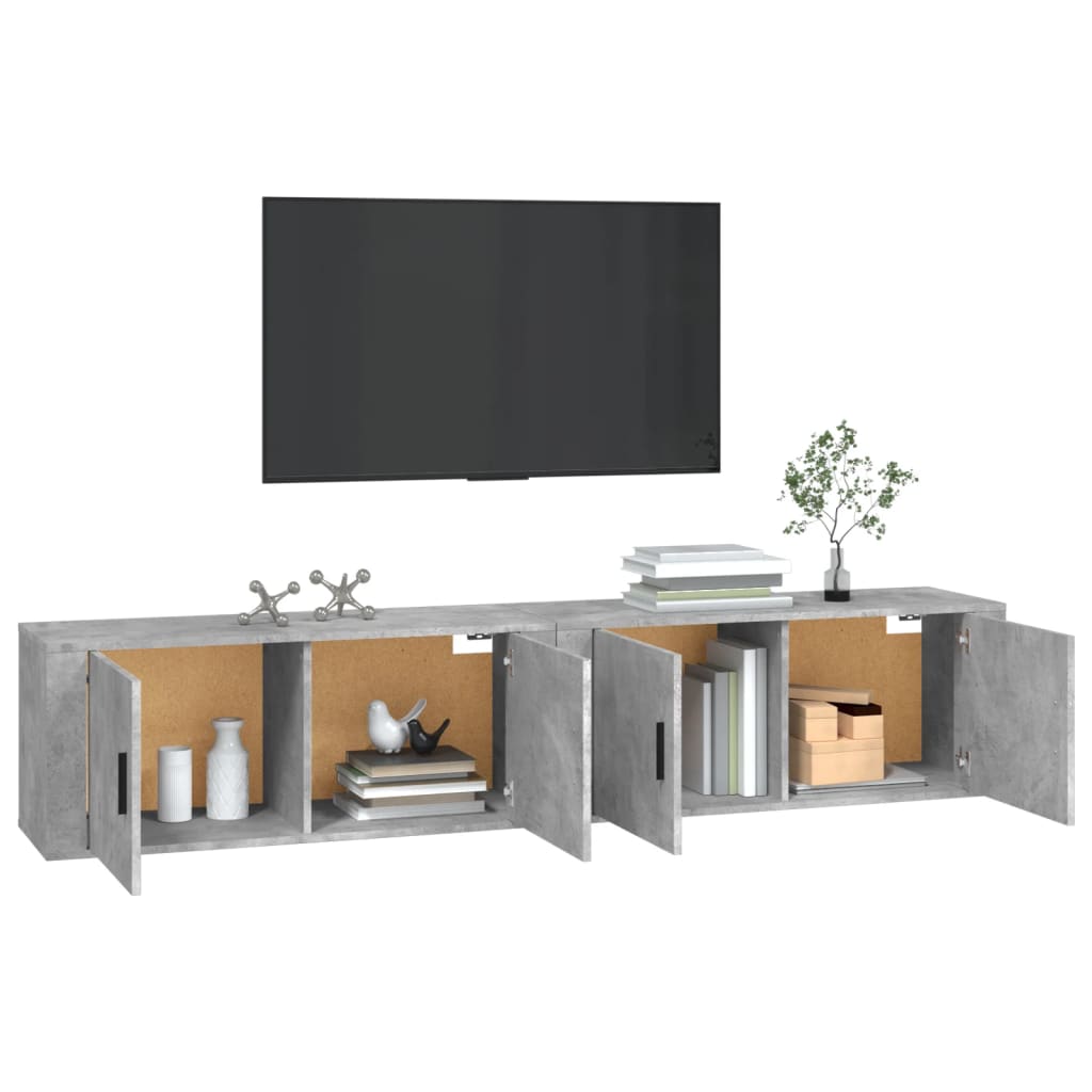 Dulapuri TV montate pe perete, 2 buc., gri beton, 100x34,5x40cm GartenMobel Dekor