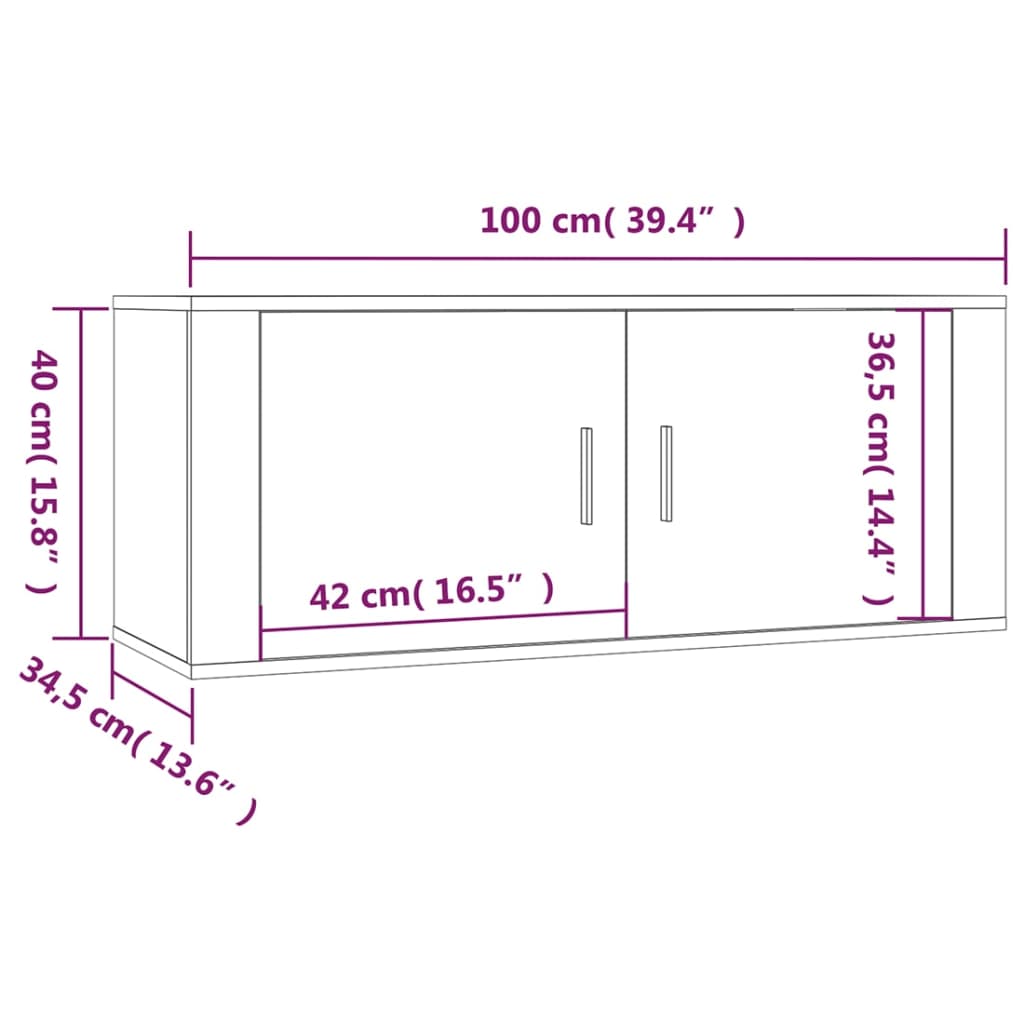 Dulapuri TV montate pe perete 3 buc. gri sonoma 100x34,5x40 cm GartenMobel Dekor