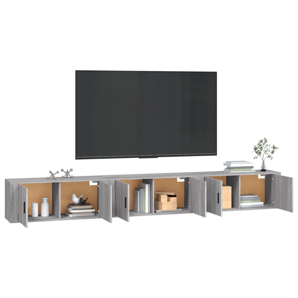 Dulapuri TV montate pe perete 3 buc. gri sonoma 100x34,5x40 cm GartenMobel Dekor