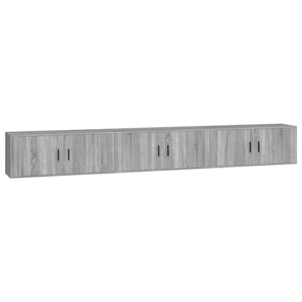 Dulapuri TV montate pe perete 3 buc. gri sonoma 100x34,5x40 cm GartenMobel Dekor