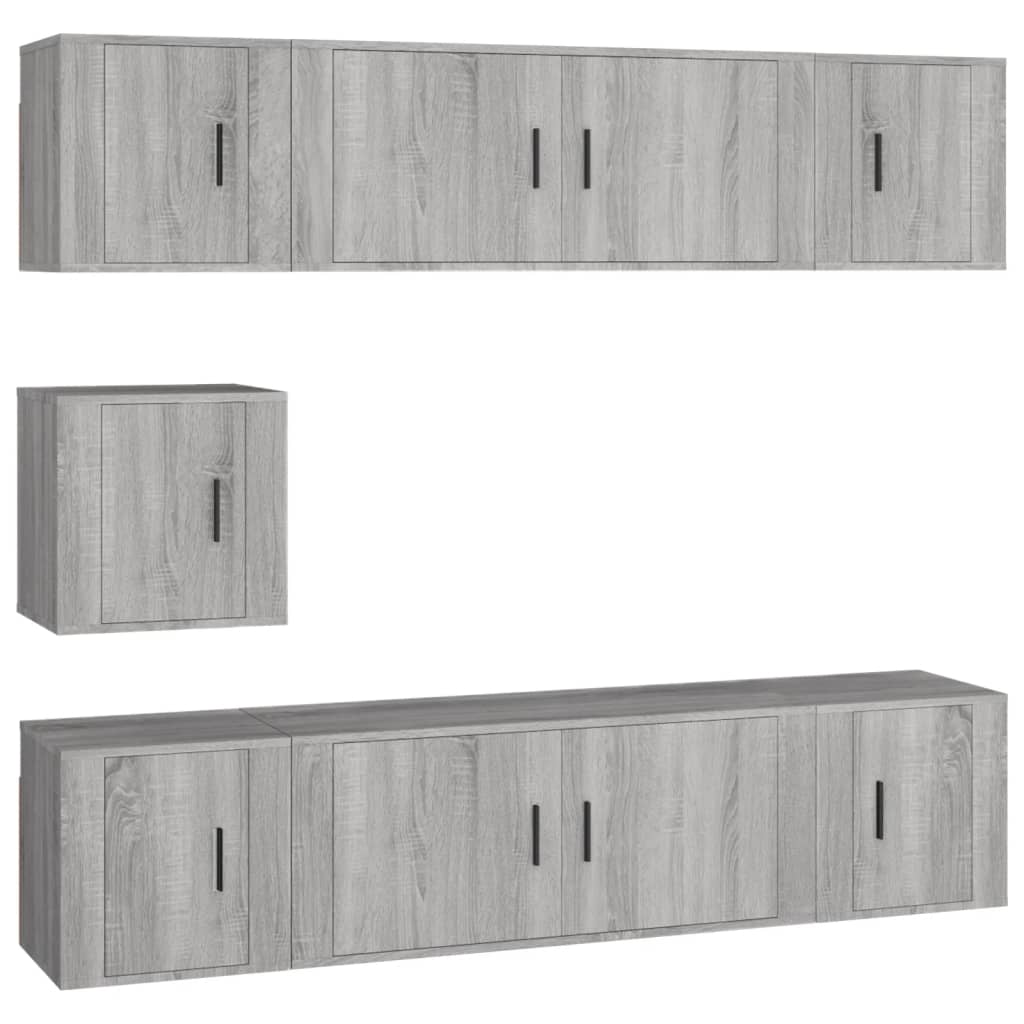 Set comode TV, 7 piese, gri sonoma, lemn compozit GartenMobel Dekor