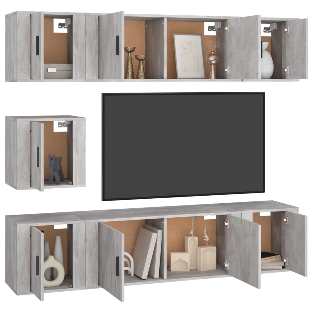 Set comode TV, 7 piese, gri sonoma, lemn compozit GartenMobel Dekor