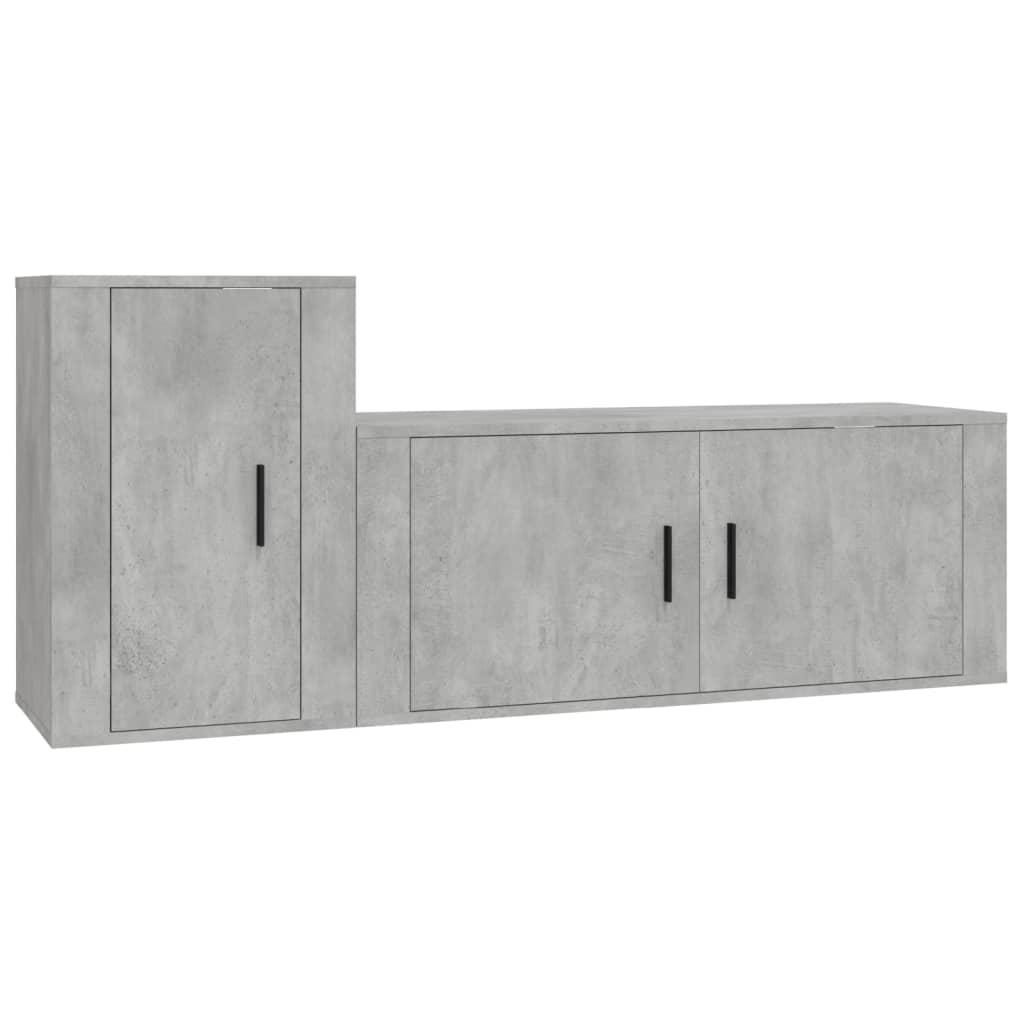 Set dulap TV, 2 piese, gri beton, lemn prelucrat GartenMobel Dekor