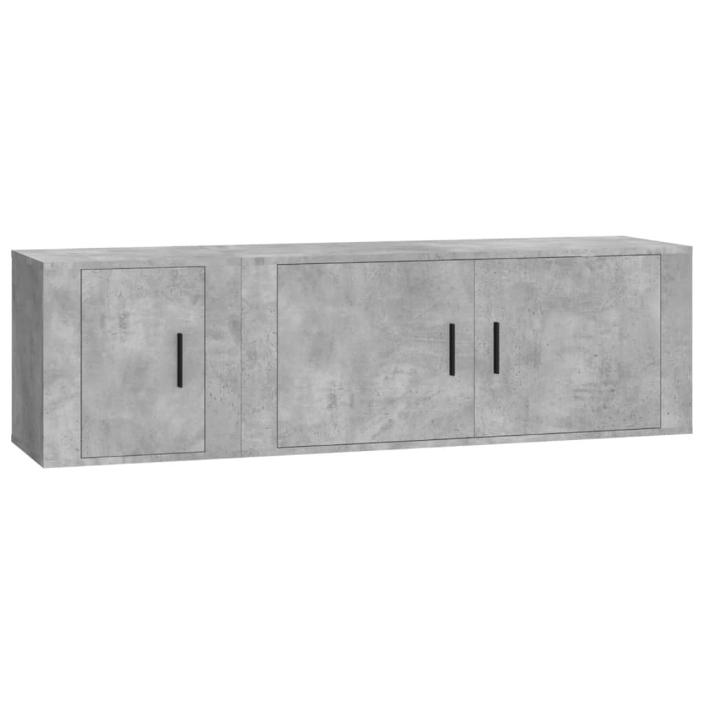 Set dulap TV, 2 piese, gri beton, lemn prelucrat GartenMobel Dekor