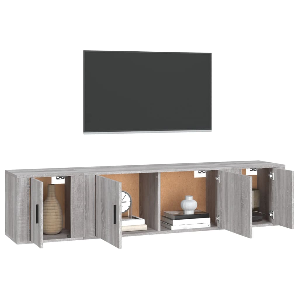 Set dulap TV, 3 piese, gri sonoma, lemn prelucrat GartenMobel Dekor