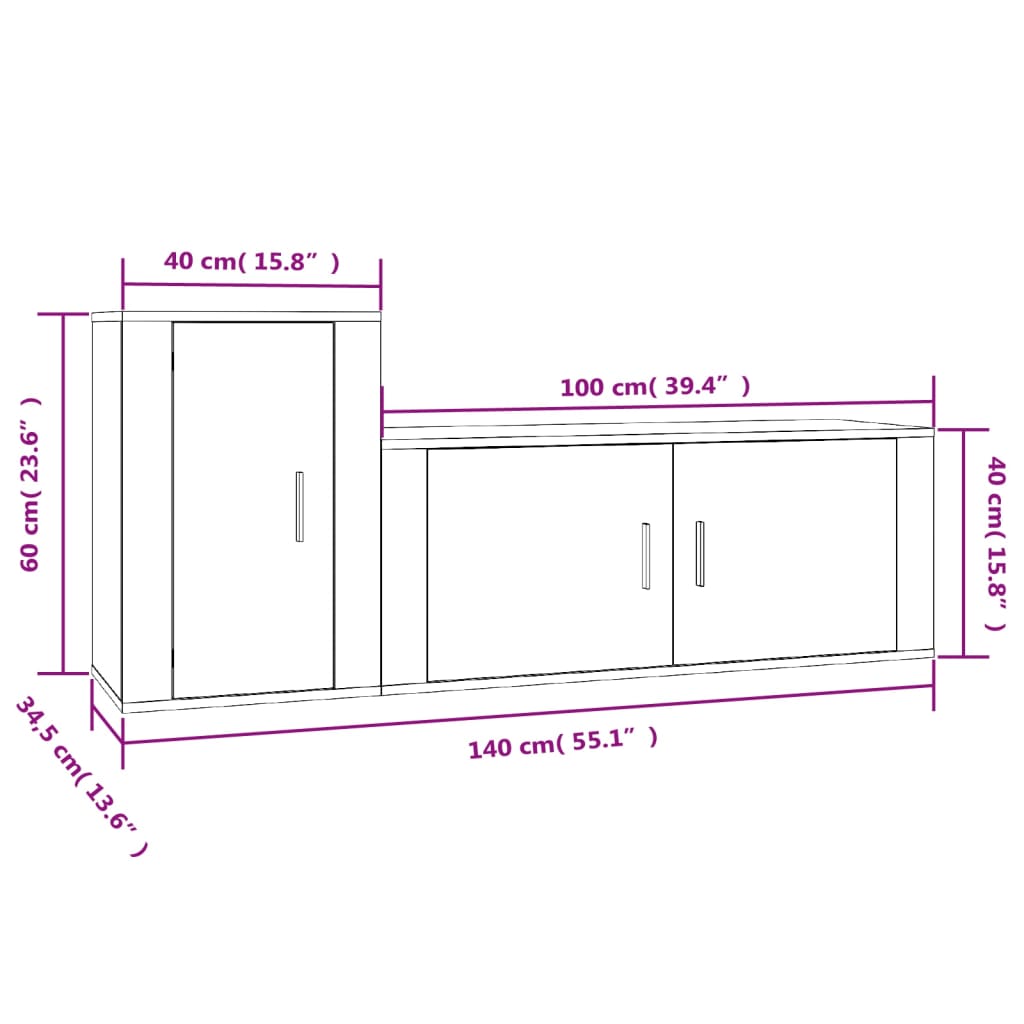 Set dulapuri TV, 2 piese, gri sonoma, lemn prelucrat GartenMobel Dekor