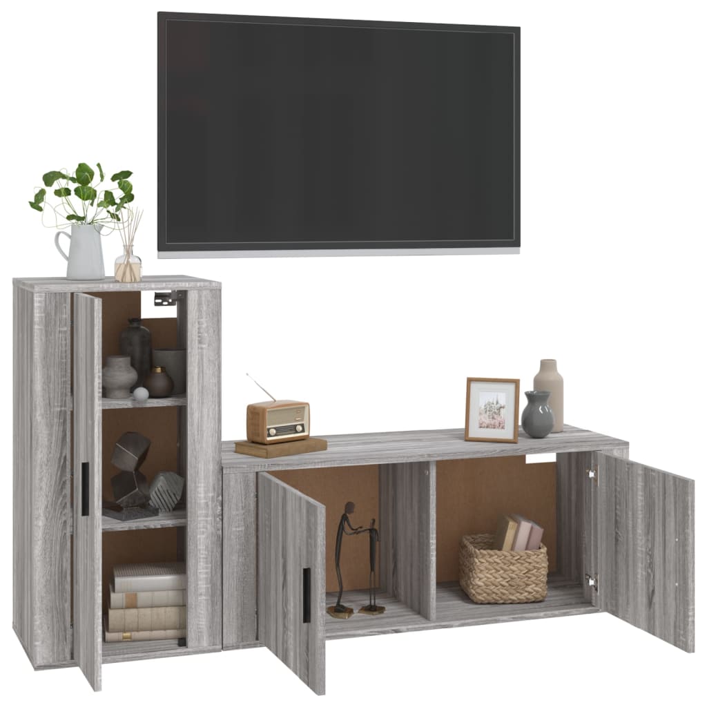 Set dulapuri TV, 2 piese, gri sonoma, lemn prelucrat GartenMobel Dekor