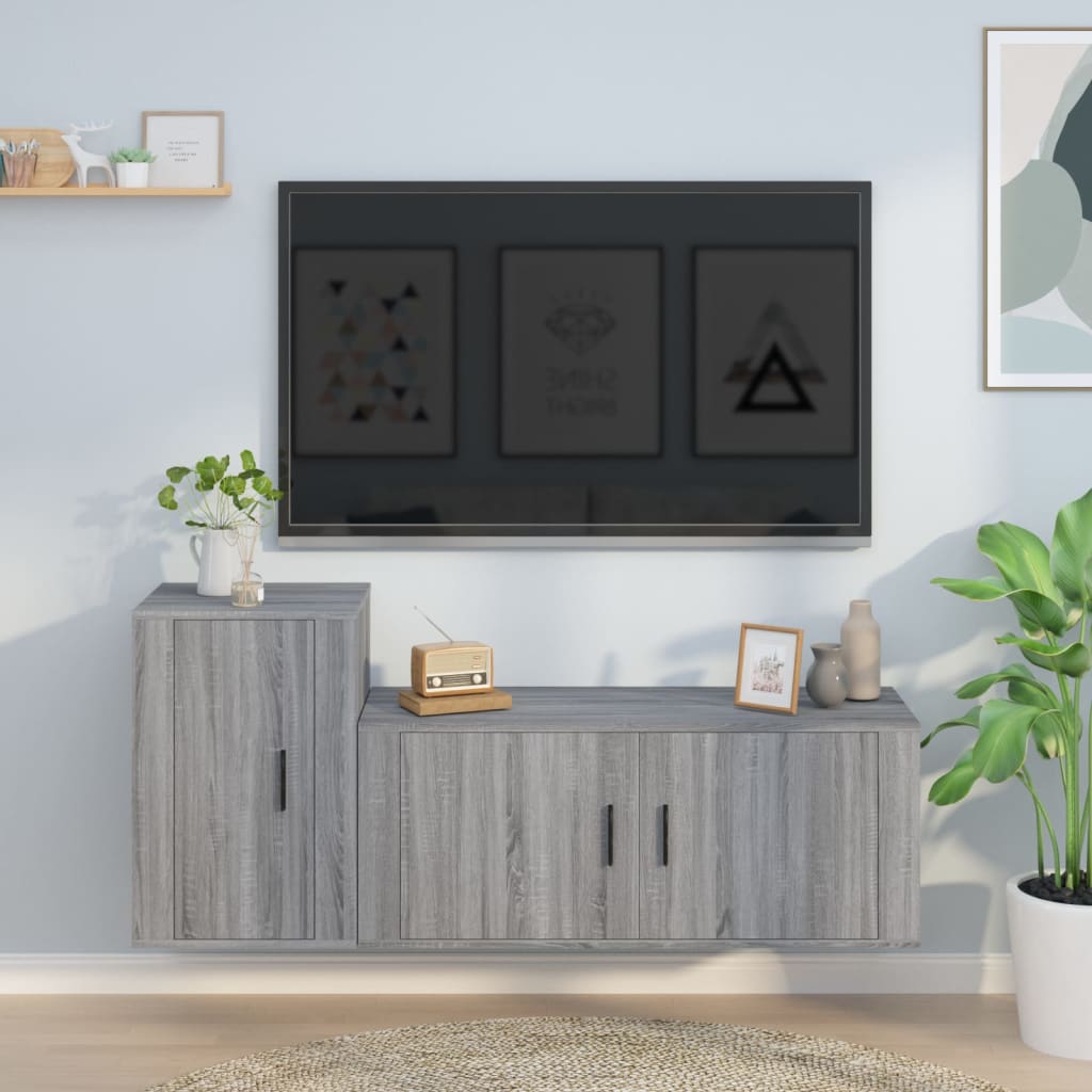 Set dulapuri TV, 2 piese, gri sonoma, lemn prelucrat GartenMobel Dekor