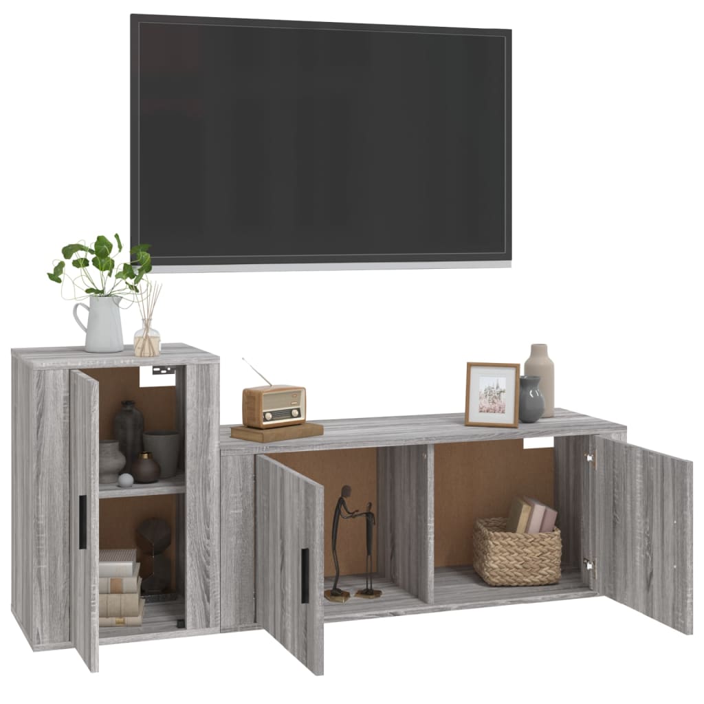 Set dulapuri TV, 2 piese, gri sonoma, lemn prelucrat GartenMobel Dekor