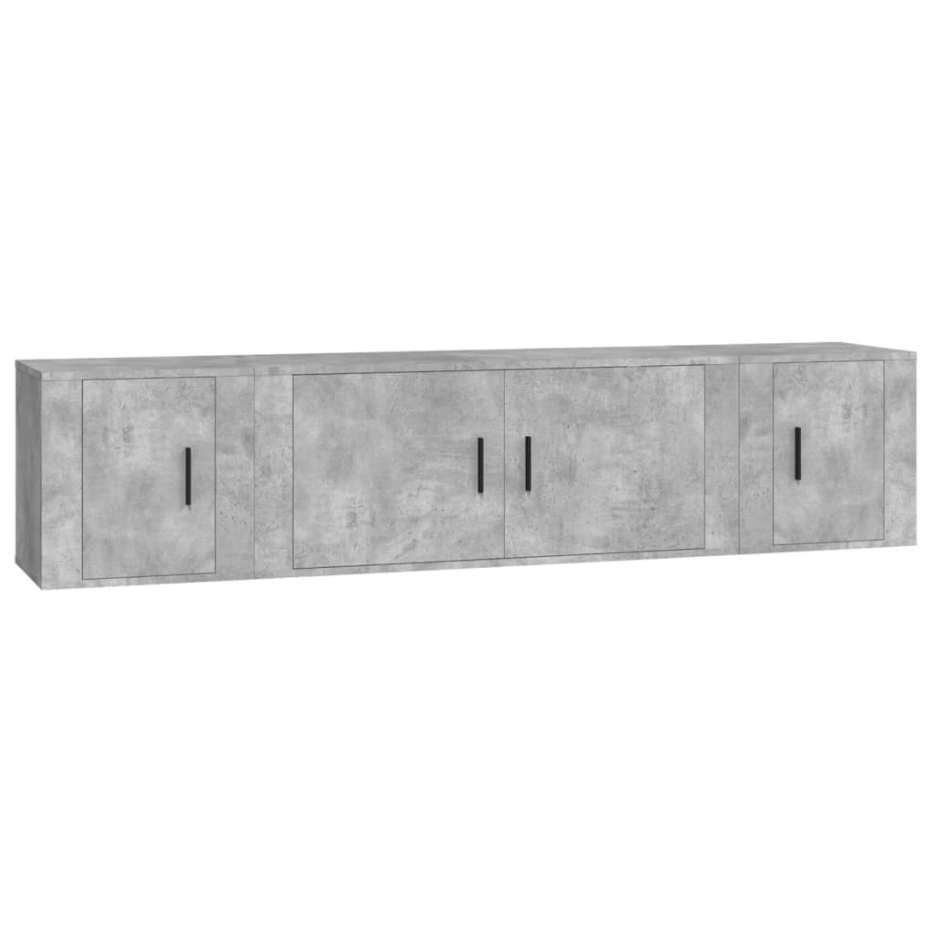 Set dulapuri TV, 3 piese, gri beton, lemn prelucrat GartenMobel Dekor