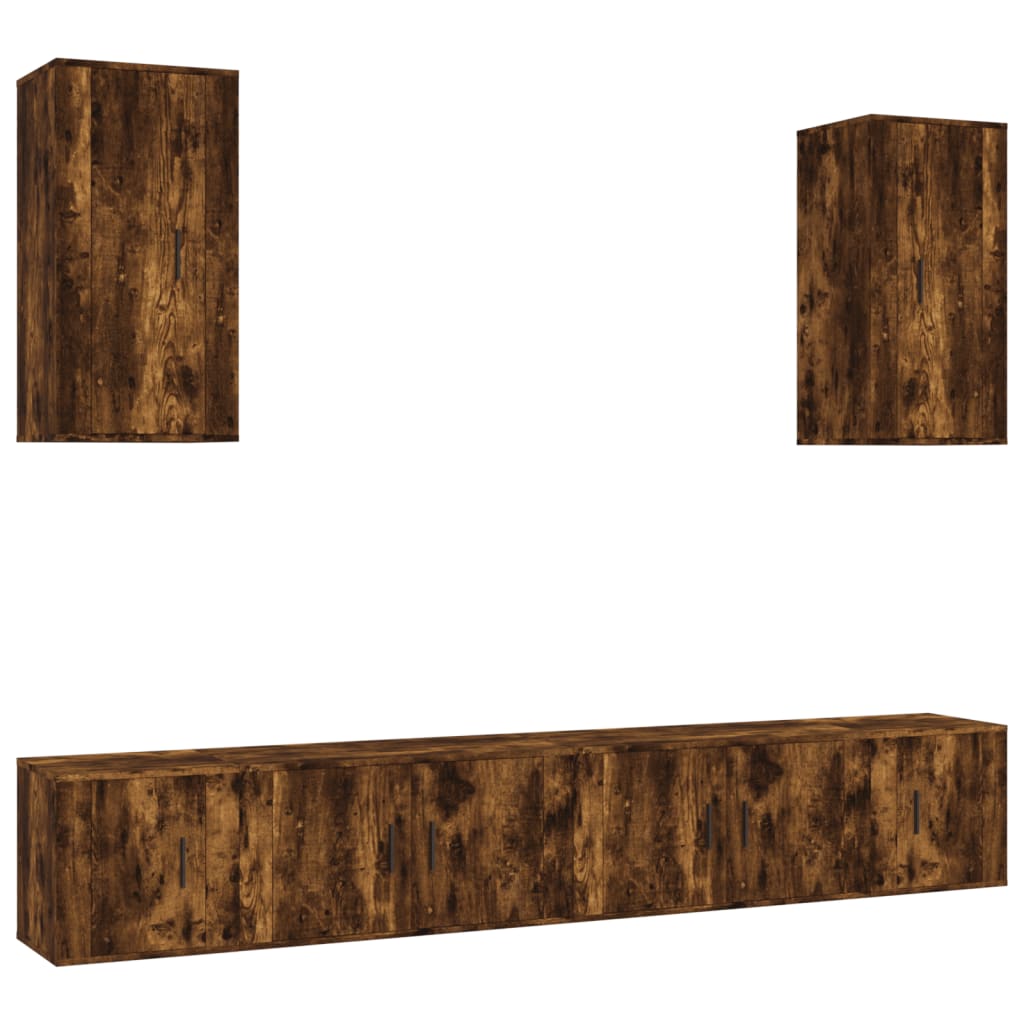 Set dulapuri TV, 6 piese, stejar fumuriu, lemn prelucrat GartenMobel Dekor