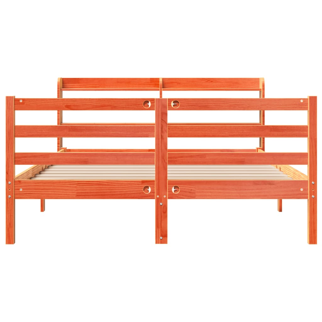 Cadru de pat fără saltea, maro ceruit 150x200 cm lemn masiv pin GartenMobel Dekor
