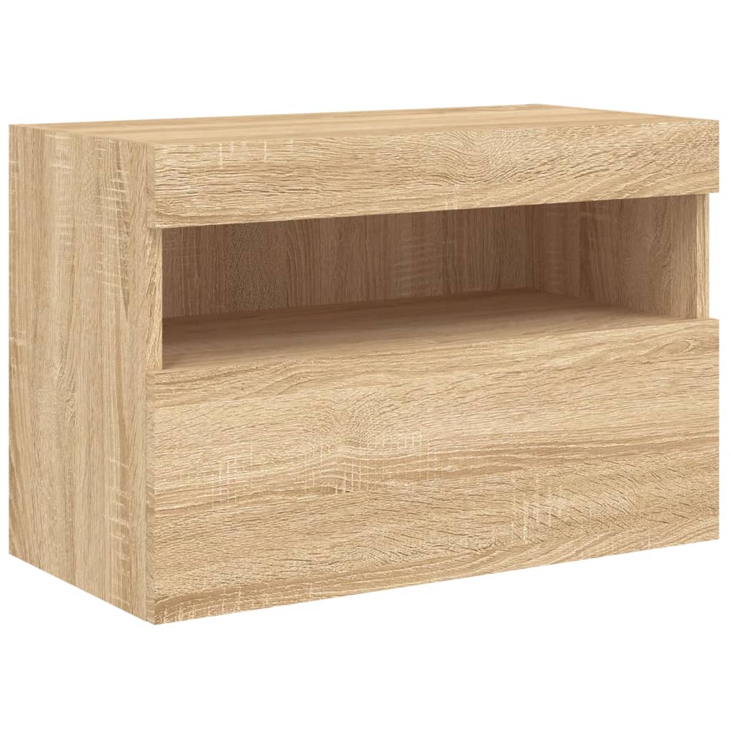 Comode TV de perete cu lumini LED, 7 piese, stejar sonoma GartenMobel Dekor