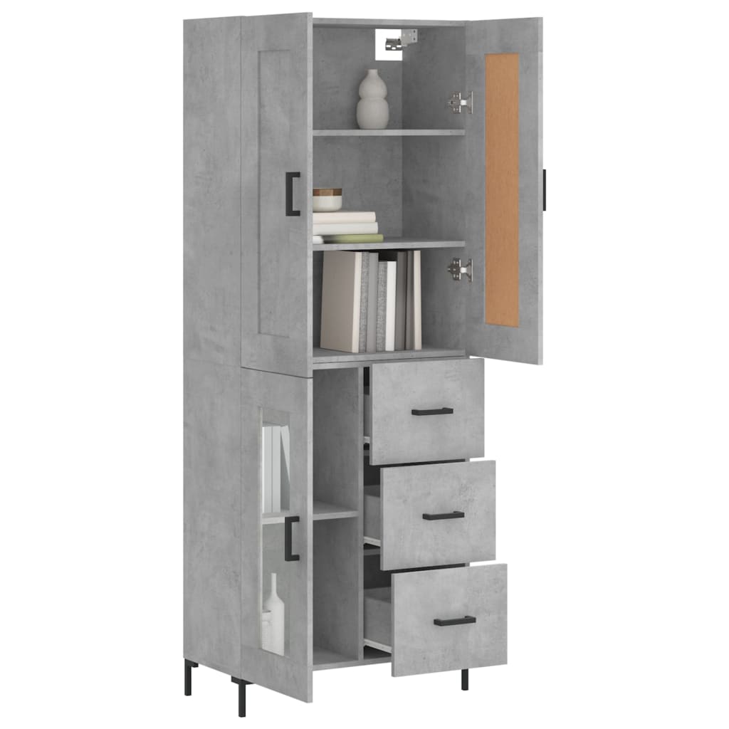 Dulap înalt, gri beton, 69,5x34x180, lemn compozit GartenMobel Dekor