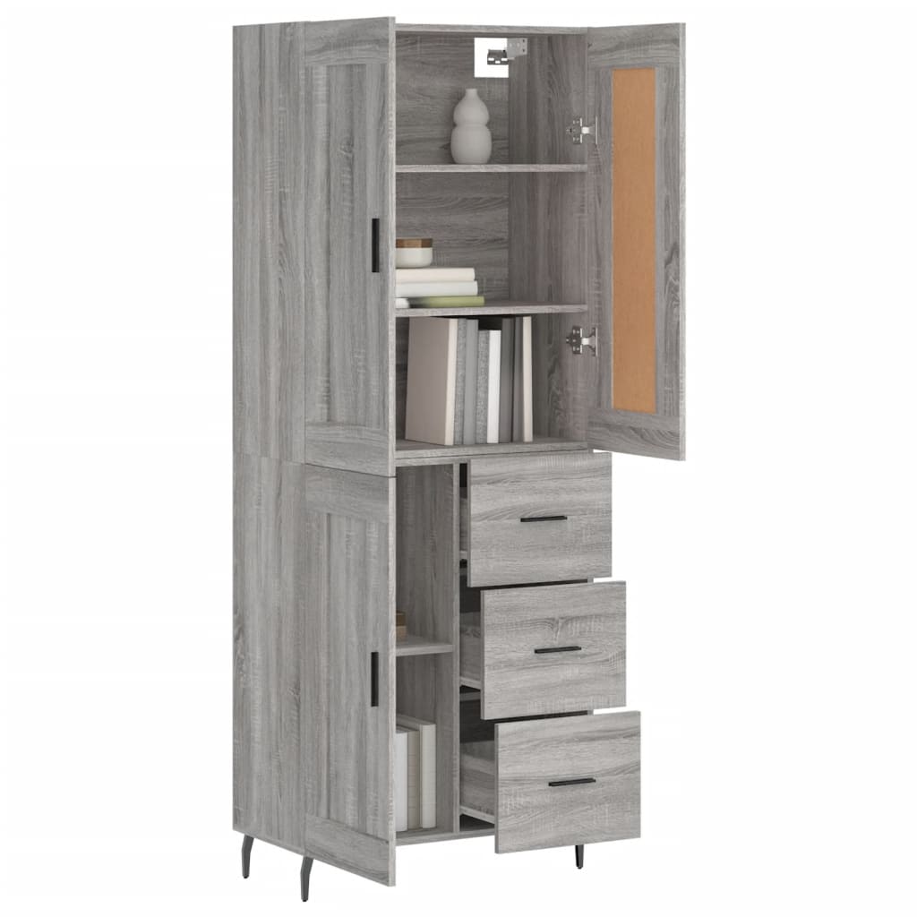 Dulap înalt, gri sonoma, 69,5x34x180 cm, lemn compozit GartenMobel Dekor