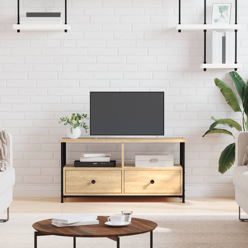 Comodă TV, stejar sonoma, 90x33x45 cm, lemn prelucrat & fier GartenMobel Dekor