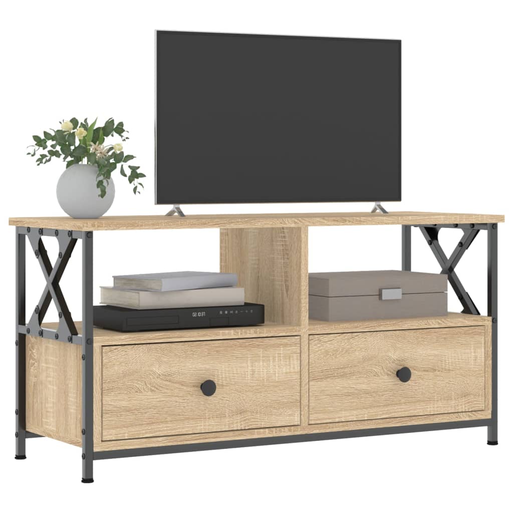 Comodă TV, stejar sonoma, 90x33x45 cm, lemn prelucrat & fier GartenMobel Dekor