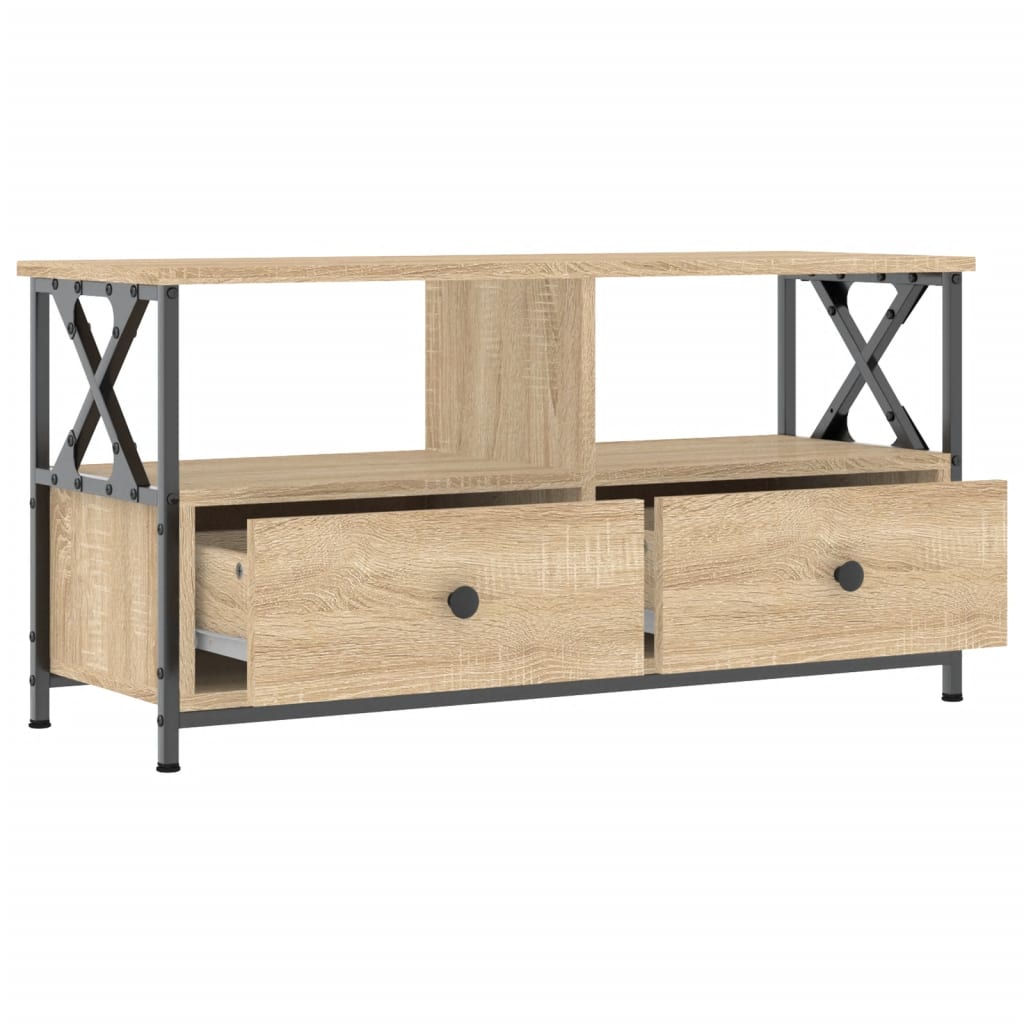 Comodă TV, stejar sonoma, 90x33x45 cm, lemn prelucrat & fier GartenMobel Dekor