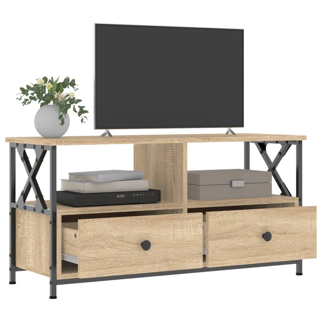Comodă TV, stejar sonoma, 90x33x45 cm, lemn prelucrat & fier GartenMobel Dekor